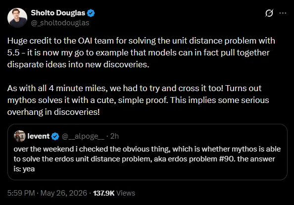 Claude Mythos επιλύει το πρόβλημα Erdős της OpenAI για την απόσταση μονάδας